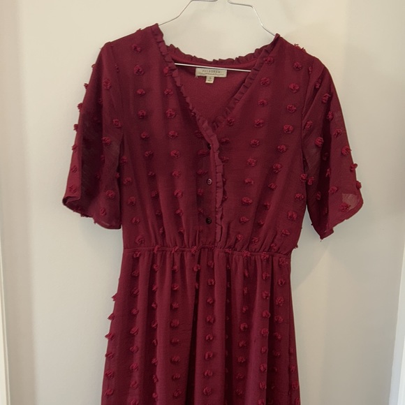 Polagram Burgundy Modest Midi Dress S - Picture 3 of 6